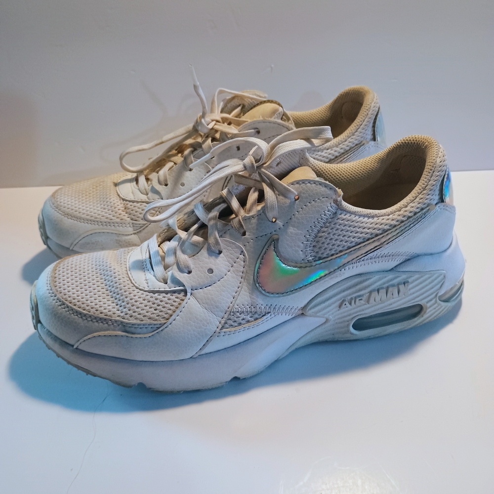 Nike White and Silver Women's Sneakers